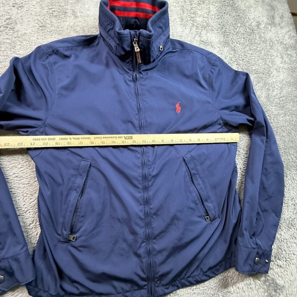 Vintage Polo Ralph Lauren Mens M Navy Blue Windbreaker Jacket Zip Up Lined